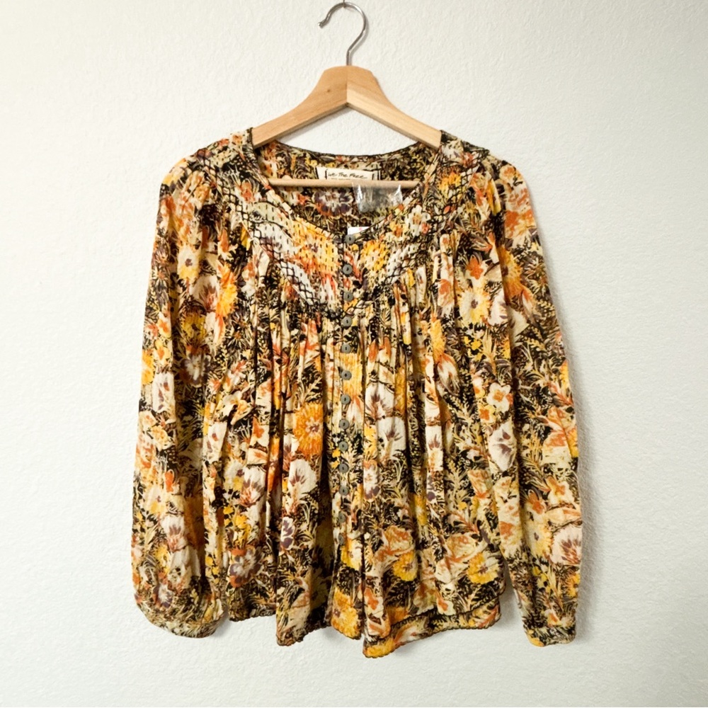 NWT Free People Flowy printed blouses long sleeve top
